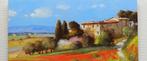 Andrea Borella (1946) - Farmhouse with red poppies - Tuscany