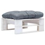 vidaXL Tuinpoef met grijs kussen pallet hout wit, Tuin en Terras, Verzenden, Nieuw