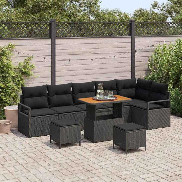 vidaXL Tuinbank Set met kussen met opslag met kussen 9 pcs, Jardin & Terrasse, Ensembles de jardin, Envoi