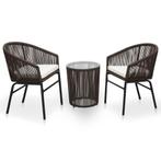 vidaXL Ensemble de bistro 3 pcs avec coussins Rotin PE, Jardin & Terrasse, Ensembles de jardin, Verzenden, Neuf