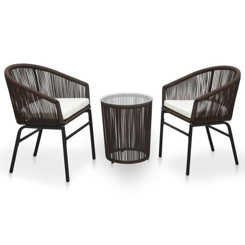 vidaXL Ensemble de bistro 3 pcs avec coussins Rotin PE, Jardin & Terrasse, Ensembles de jardin, Neuf, Envoi