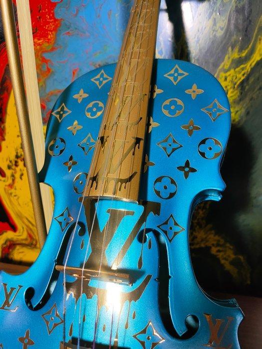 fp pop art - Louis vuitton violon 60cm bleu turquoise, Antiek en Kunst, Kunst | Designobjecten