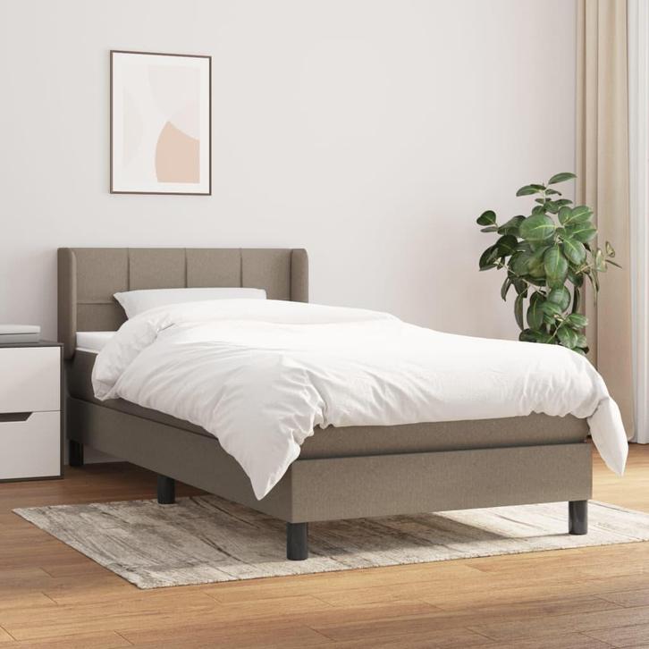 vidaXL Boxspring met matras stof taupe 90x200 cm, Huis en Inrichting, Slaapkamer | Bedden, Nieuw, Verzenden