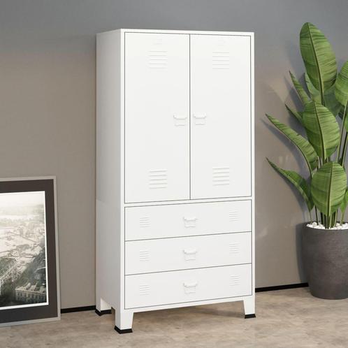 vidaXL Kledingkast industrieel 90x50x180 cm metaal wit, Huis en Inrichting, Kasten | Kleerkasten, Nieuw, Verzenden