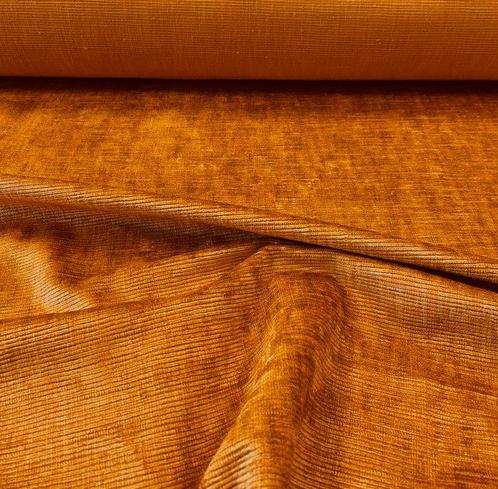 Tissu en velours de coton à rayures orange/brûlé, précieux, Antiek en Kunst, Antiek | Tapijten, Tafelkleden en Textiel