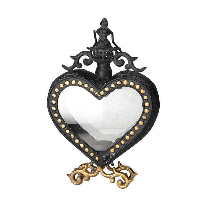 Lantaarn - Glas, Metaal - Heart shaped candle holde, Antiek en Kunst, Kunst | Designobjecten