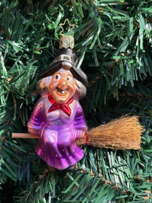Brigitte Müller: Heks op bezemsteel, glas, kerstornament -, Diversen, Kerst