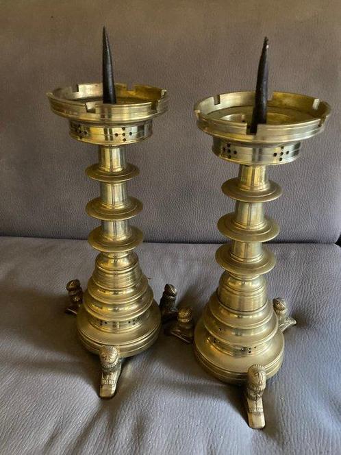 Kandelaar (2) - Verguld brons - Set kandelaars - 46 cm - 8, Antiek en Kunst, Kunst | Niet-Westerse kunst