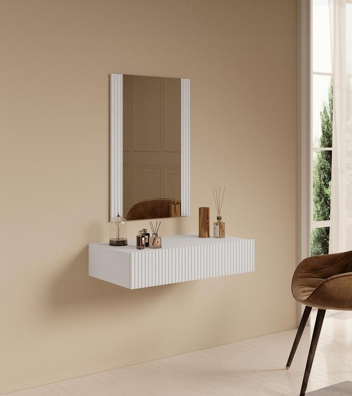 Meubella | Kaptafel wit Make-up tafel 80x42x17 cm, Huis en Inrichting, Woonaccessoires | Spiegels, Nieuw, Minder dan 50 cm, Verzenden