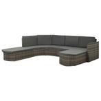 vidaXL 4-delige Loungeset met kussens poly rattan grijs, Tuin en Terras, Tuinsets en Loungesets, Verzenden, Nieuw, Loungeset