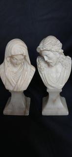 Paar borst beelden - Jezus & Maria (2) - Albast - 1950-1960