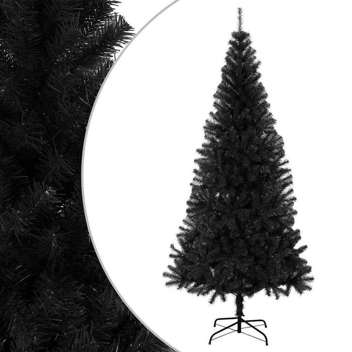 vidaXL Kunstkerstboom met standaard 210 cm PVC zwart, Diversen, Kerst, Nieuw, Verzenden