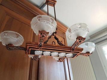 Lustre - Opaline - Suspension Art Déco beschikbaar voor biedingen