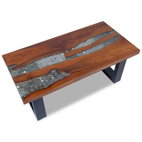 vidaXL Table basse Teck Résine 100x50 cm, Maison & Meubles, Tables | Tables de salon, Neuf, Envoi