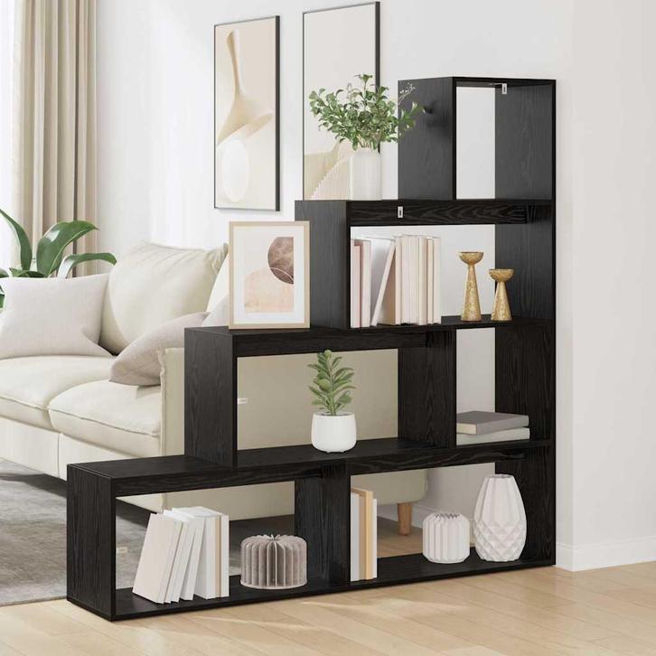 vidaXL Roomdivider Boekenkast Zwart Eiken 137,5 x 29 x 103,5, Huis en Inrichting, Kasten | Boekenkasten, Nieuw, Verzenden