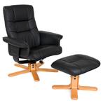TV-fauteuil met krukje model I - zwart/beige, Maison & Meubles, Chaises, Verzenden