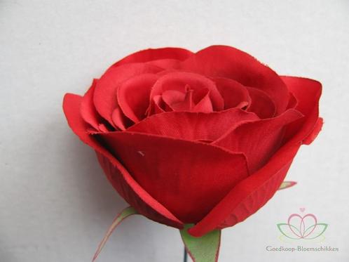 Roos dik rood voor corsage en boeket op draad zijde grote, Maison & Meubles, Accessoires pour la Maison | Plantes & Fleurs artificielles