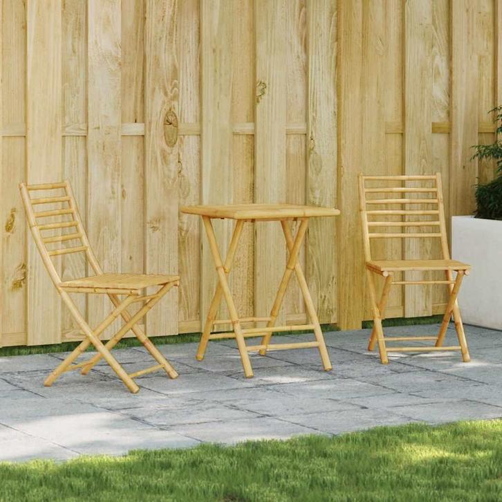 vidaXL 3-delige Bistroset bamboe, Jardin & Terrasse, Ensembles de jardin, Envoi