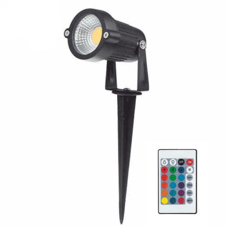 LED Prikspot met spies | 6W | RGB - Netstroom, Tuin en Terras, Buitenverlichting, Nieuw, Led, Overige materialen, Netvoeding, Verzenden