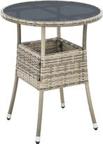 2dekans | Juskys Polyrotan Bijzettafel - Rond - 60 cm -, Tuin en Terras, Ophalen of Verzenden, Nieuw