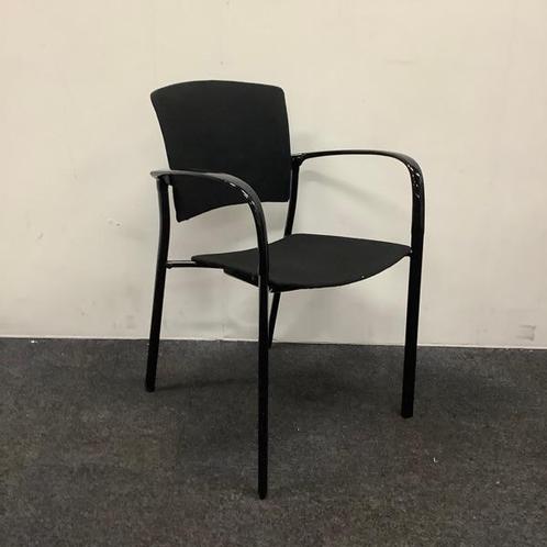 Tweedehands kantinestoel / stapelstoel, zwarte stoffering -, Huis en Inrichting, Stoelen, Zwart, Gebruikt, Eén
