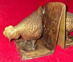 sculptuur, Superbe Serre-livres  POULES  , Bronze - 16.5