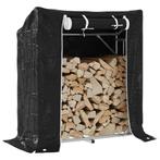 vidaXL Haardhoutrek met regenhoes 100,5x40,5x110,5 cm staal, Tuin en Terras, Brandhout, Verzenden