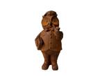 Statue, Wijze uil met pijp - 19 cm - Fonte