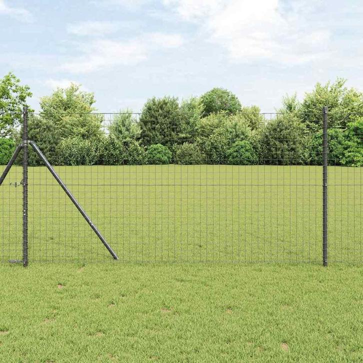 vidaXL Fence Posts 2 pcs Grijs Poedercoated staal, Tuin en Terras, Palen, Balken en Planken, Nieuw, Verzenden