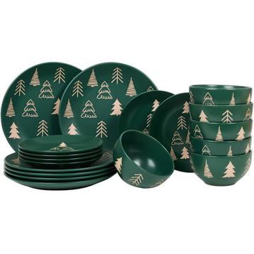 Service de table avec sapin de Noël - vert - 18 pièces | 6 beschikbaar voor biedingen