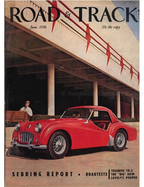 1956 ROAD AND TRACK MAGAZINE JUNI ENGELS, Boeken, Auto's | Folders en Tijdschriften