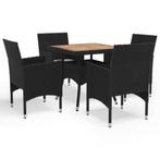 vidaXL 5-delige Tuinset poly rattan en acaciahout zwart, Tuin en Terras, Tuinsets en Loungesets, Verzenden, Nieuw, Tuinset
