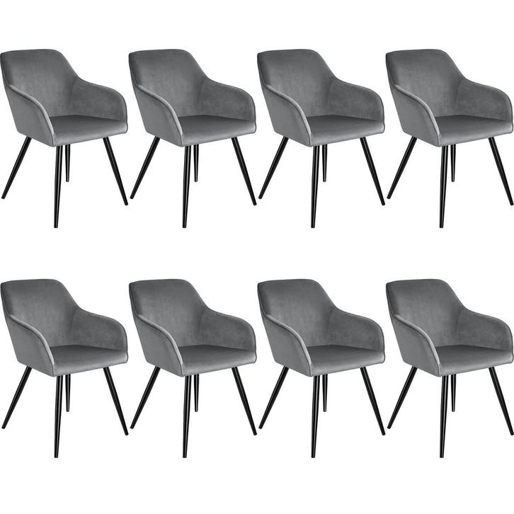 tectake Eetkamerstoel Marilyn fluweellook, zwarte stoelpoten, Huis en Inrichting, Stoelen, Verzenden