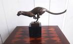 Statue, Jachtluipaard 32cm - 7 cm - marbre en bronze