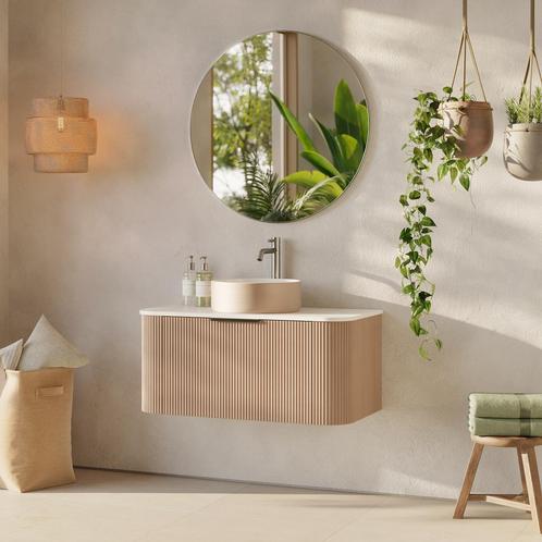 Meubelset Differnz Olle 90 cm Eiken/Wit, Doe-het-zelf en Bouw, Sanitair, Bad, Nieuw, Ophalen of Verzenden
