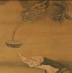 Draak en Arhats - Zijde - Katsushika Hokusai (1760-1849) -, Antiek en Kunst