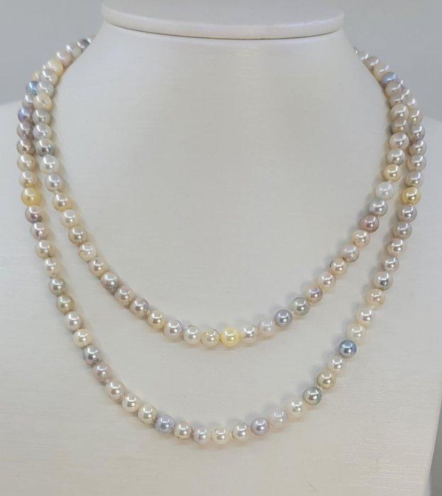 Halsketting 5,5x6 mm Multi Akoya en Golden Pearls, Handtassen en Accessoires, Kettingen