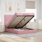 vidaXL Ottoman bed met matrassen 140x200cm fluweel roze, Verzenden, Nieuw