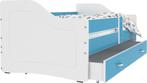 Luxe houten kinderbed 180x80 cm - wit/blauw - met opbergl..., Kinderen en Baby's, Ophalen of Verzenden, Nieuw