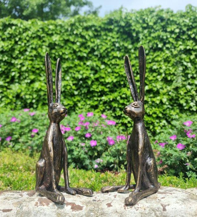 Beeldje - Twee hazen - konijnen (2) - Brons, Antiek en Kunst, Kunst | Designobjecten
