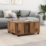 vidaXL Salontafel met wiel met opslag Oude hout 75 x 75 x 38, Huis en Inrichting, Tafels | Salontafels, Verzenden, Nieuw