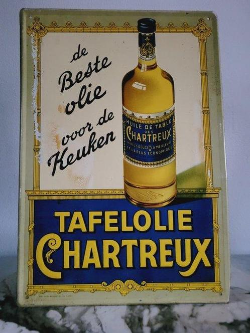 Zeldzaam Reclamebord, Chartreux Tafelolie, T.P.B. 1953 -, Antiek en Kunst, Antiek | Wandborden en Tegels