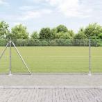 vidaXL Hek met Palen Zilver 1 x 100 m Staal, Verzenden, Nieuw