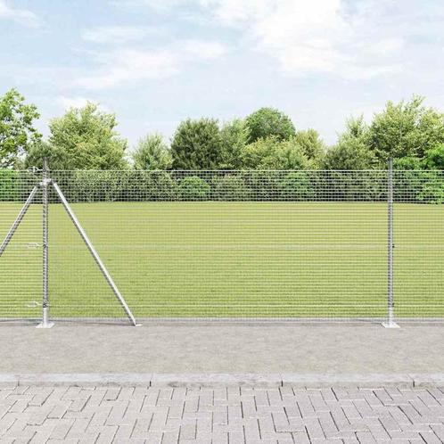 vidaXL Hek met Palen Zilver 1 x 100 m Staal, Tuin en Terras, Tuinhekken en Hekwerk, Nieuw, Verzenden