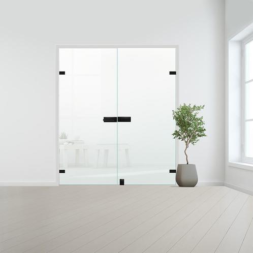 Glazen dubbele binnendeur voor stomp kozijn zwart beslag-Sat, Bricolage & Construction, Fenêtres & Moustiquaires, Envoi