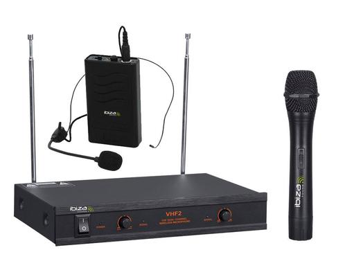 Ibiza VHF2H 2 Kanaals Draadloos Handheld En Headset, Musique & Instruments, Microphones