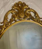 Elegant Baroque Style Oval Mirror in Gilded Brass –, Antiek en Kunst