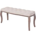 vidaXL Bank 110x38x48 cm linnen massief hout crèmewit, Huis en Inrichting, Verzenden, Nieuw