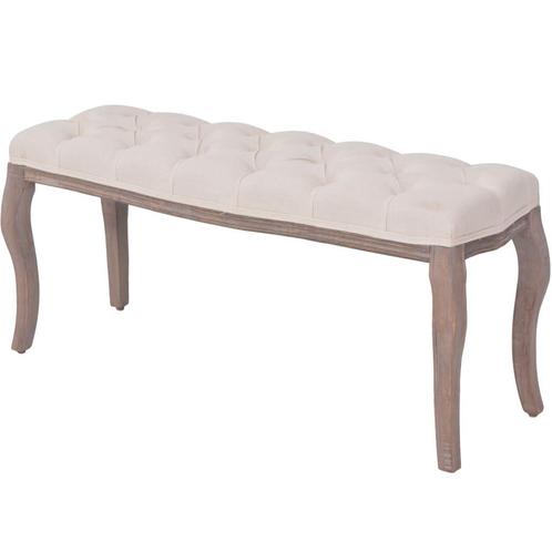 vidaXL Bank 110x38x48 cm linnen massief hout crèmewit, Huis en Inrichting, Overige Huis en Inrichting, Nieuw, Verzenden