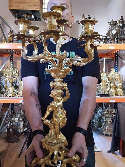 Kandelaber (2) - Verguld brons - Vuurvergulde kandelaars, Antiek en Kunst, Antiek | Klokken